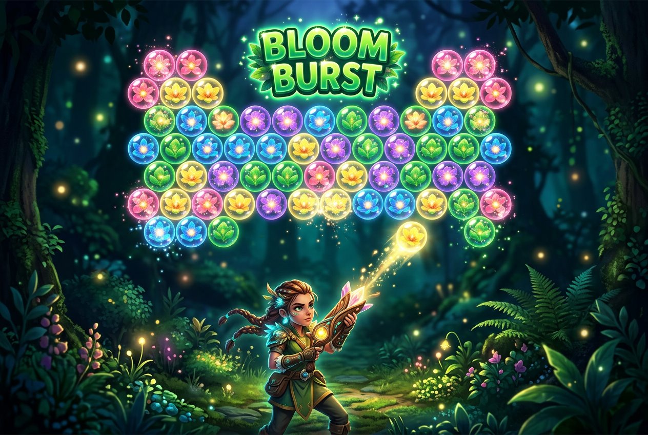 BLOOM BURST — Bubble Shooter key art